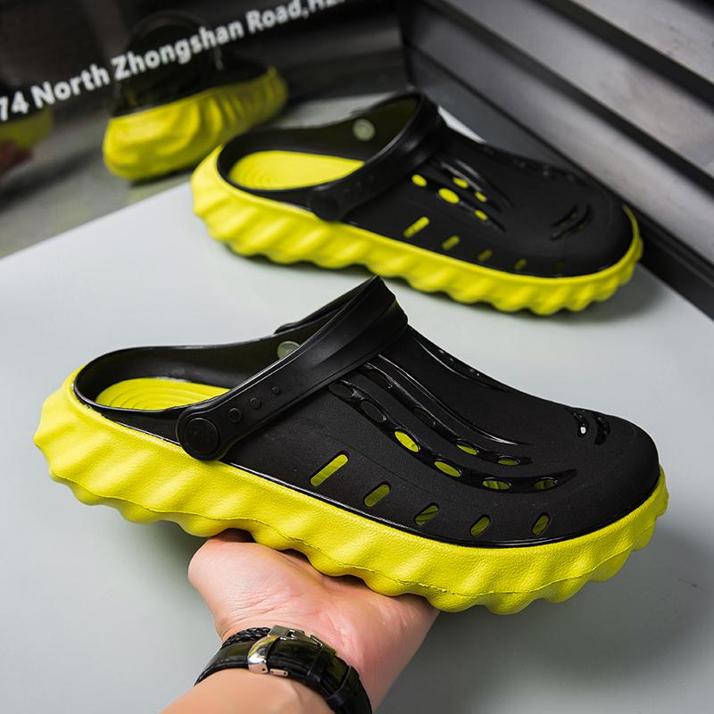 Sandalen für Herren Lochschuhe für Herren Runde Zehenpartie Strandschuhe Jelly-Sandalen Herren Hausschuhe Fahrschuhe