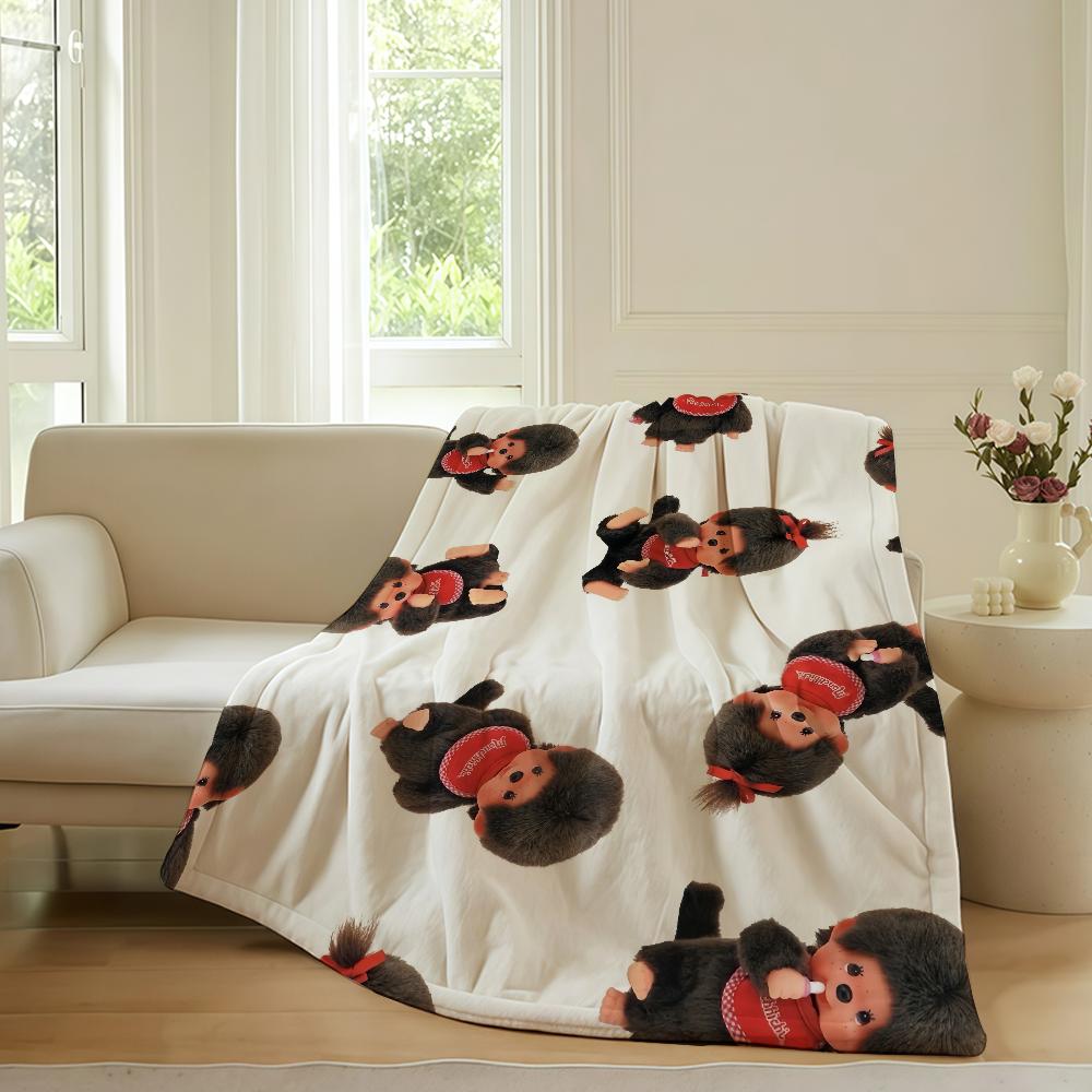 Cartoon M-Monchhichis-S Cute Blanket Warm Soft Suitable For Bedroom Sofa Bed Living Room Office Travel Camping Gifts