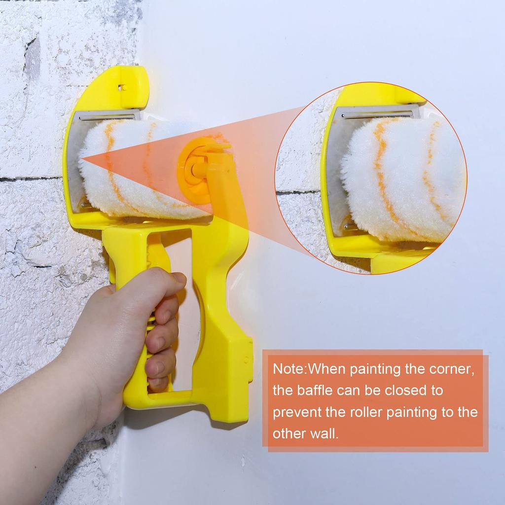 Trimming Roller Is Applied With Emulsion Paint, And Interior Corner Wall Is Applied With Paint Brush