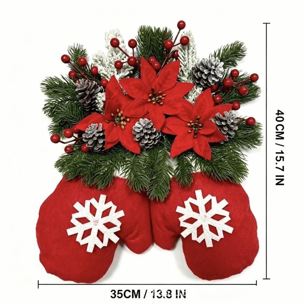 Artificial Wreath Christmas Wreath Glove Shape Christmas Garland Christmas Door Wreath Gate