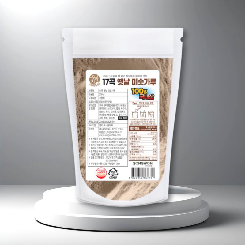 Songwon Woori Tea 100% 17 Grain Old Misut Powder, 500g, 2 Pieces