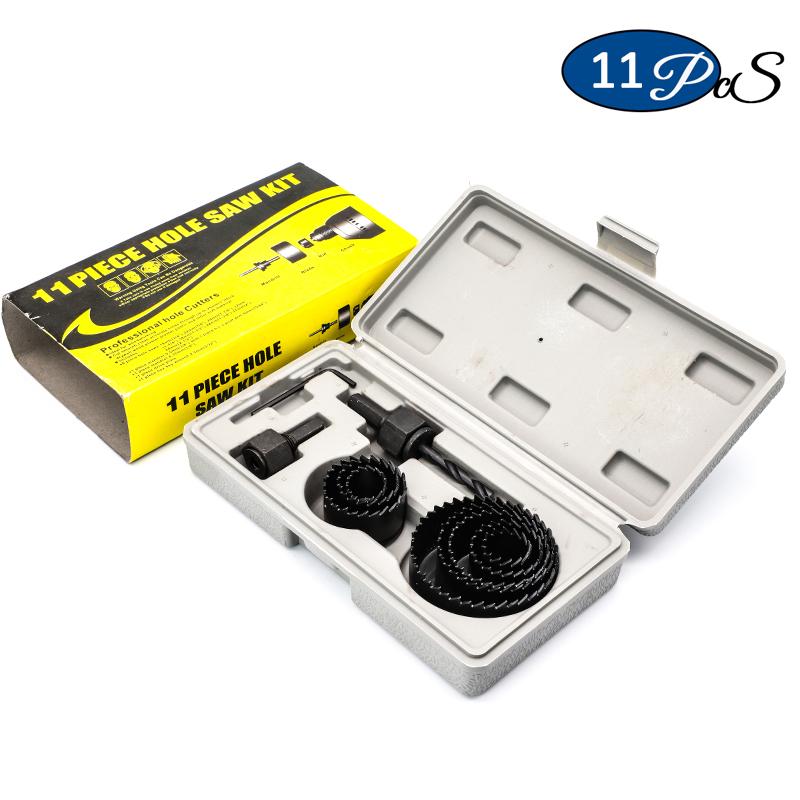 11/16pcs woodworking hole saw set drill bit carbon steel 19-127mm hole cutter set for plasterboard ceiling wood hole saw kit