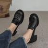 Fashion New Spring Genuine Leather Woman Shoes Round Toe Women Pumps Shoes for Women High Heel Platform Loafers Chunky Heel Ladies Shoes