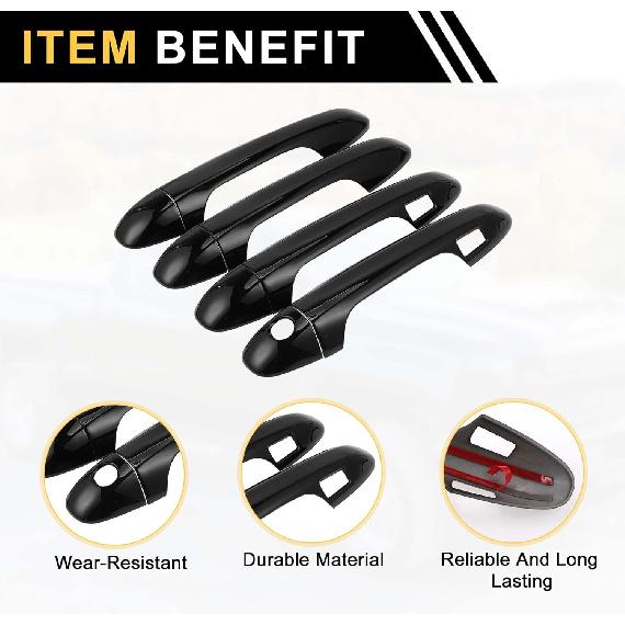 4pcs Exterior Door Handle Cover Car Door Handle Protector for Toyota Tacoma 2016-2023 Car Door Handle Protector with Keypad ABS Black