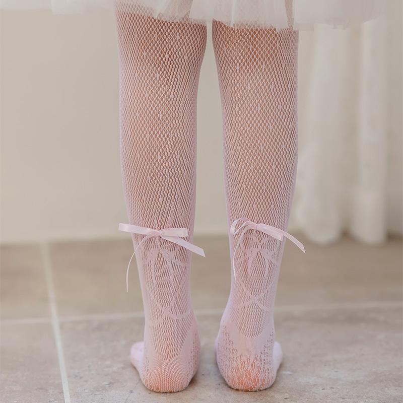 

1 пара летних детских носков для девочек, модные кружевные балетные сетчатые колготки для детей, милые колготки с бантом для принцессы для девочки