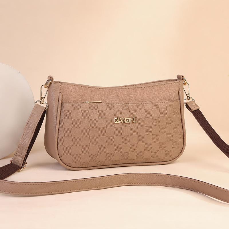 2026 Women's Versatile Plaid Crossbody Moon Bag - Large Capacity, Stylish for Middle-aged