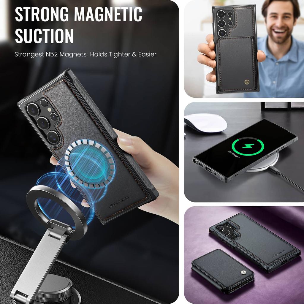 Custodia Portafoglio Magnetica 2 in 1 Staccabile per Samsung Galaxy S25 Edge S25 S24 S23 S22 S21 S20 Ultra con Porta Carte, Blocco RFID