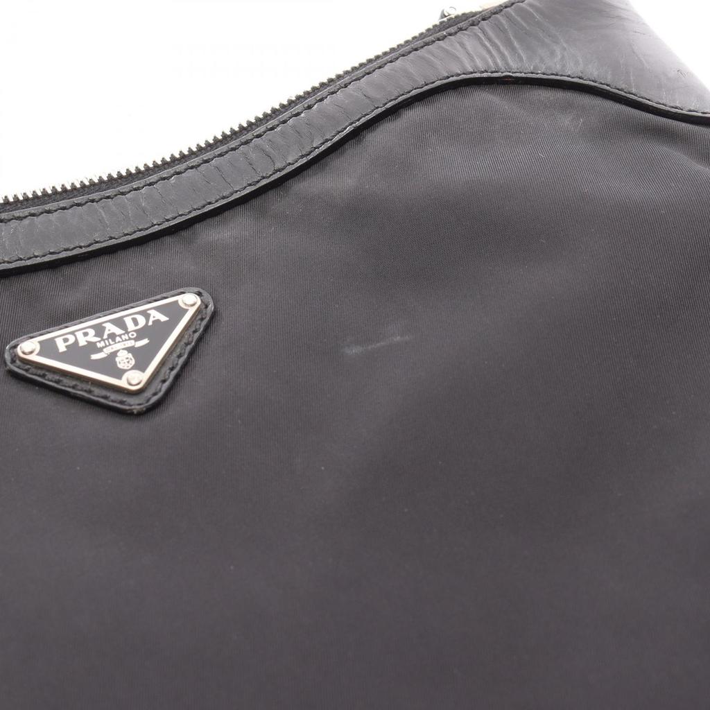 Used PRADA Shoulder Bag Nylon leather Black Used Women