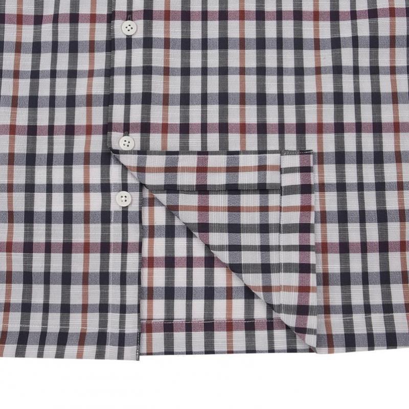 Daks Wool Blend House Check Summer Short Sleeve Regular Fit Casual Shirt Dms1shc