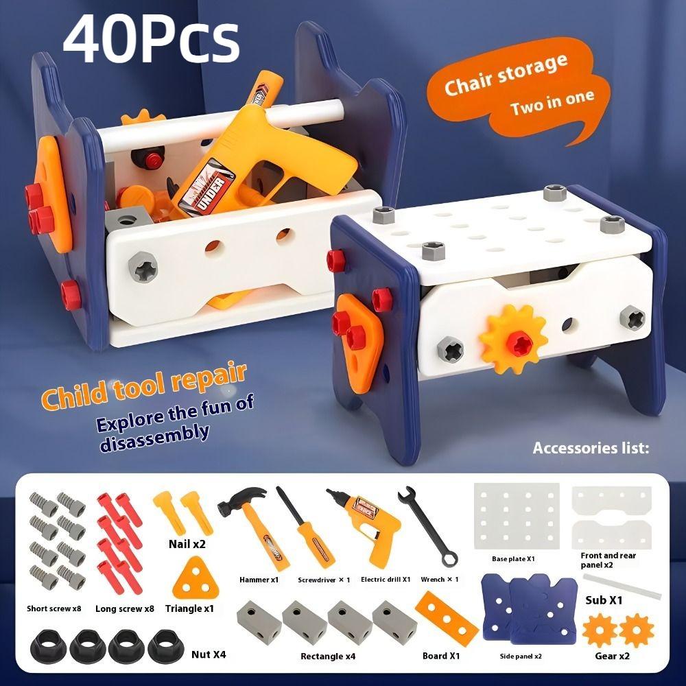 40/56/58Pcs Play Screw Kids Play Repair Tool Set Children s Toys Repair Toolbox  for Boys Girls Toolbox Set 40Pcs
