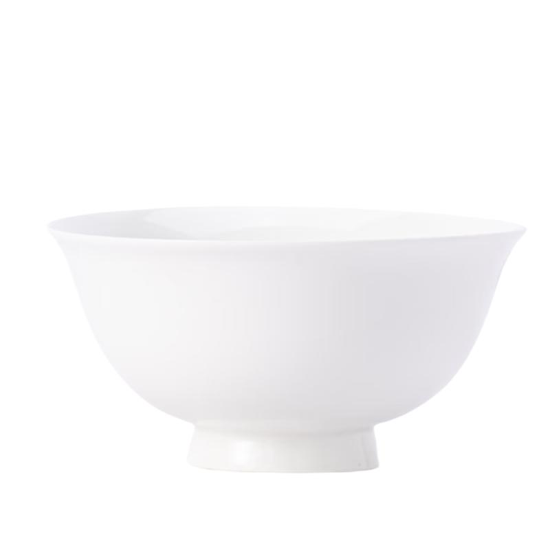 Haoya Minimalist Pure White Underglaze Ceramic Rice & Soup Bowl Set 5-inch, 8-pack
