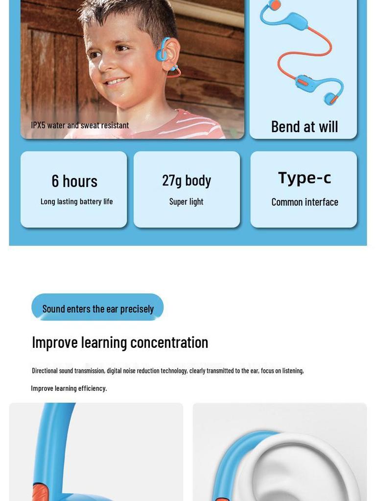 X12 Children's Bone Conduction Headphones with 8GB Memory