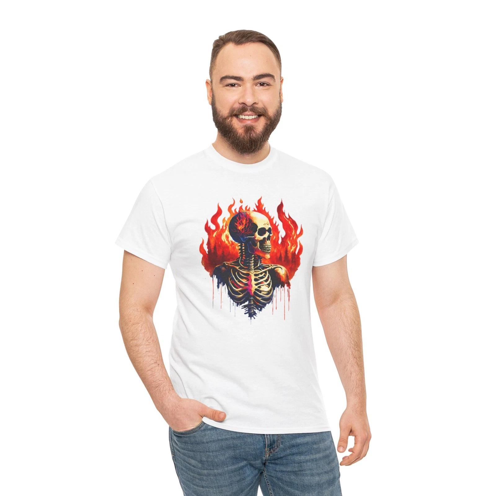 Skull Flame Unisex Heavy Cotton Tee | Edgy Casual Wear M