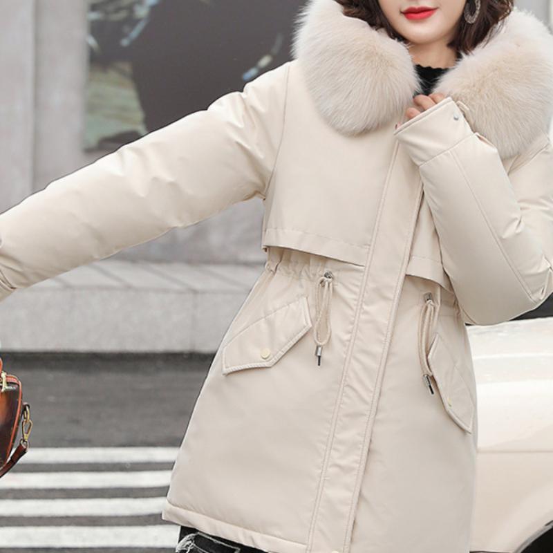 Women Parka Fashion Long Coat Wool Liner Hooded Parkas 2024 New Winter Jacket Slim with Fur Collar Warm Snow Wear Padded Clothes