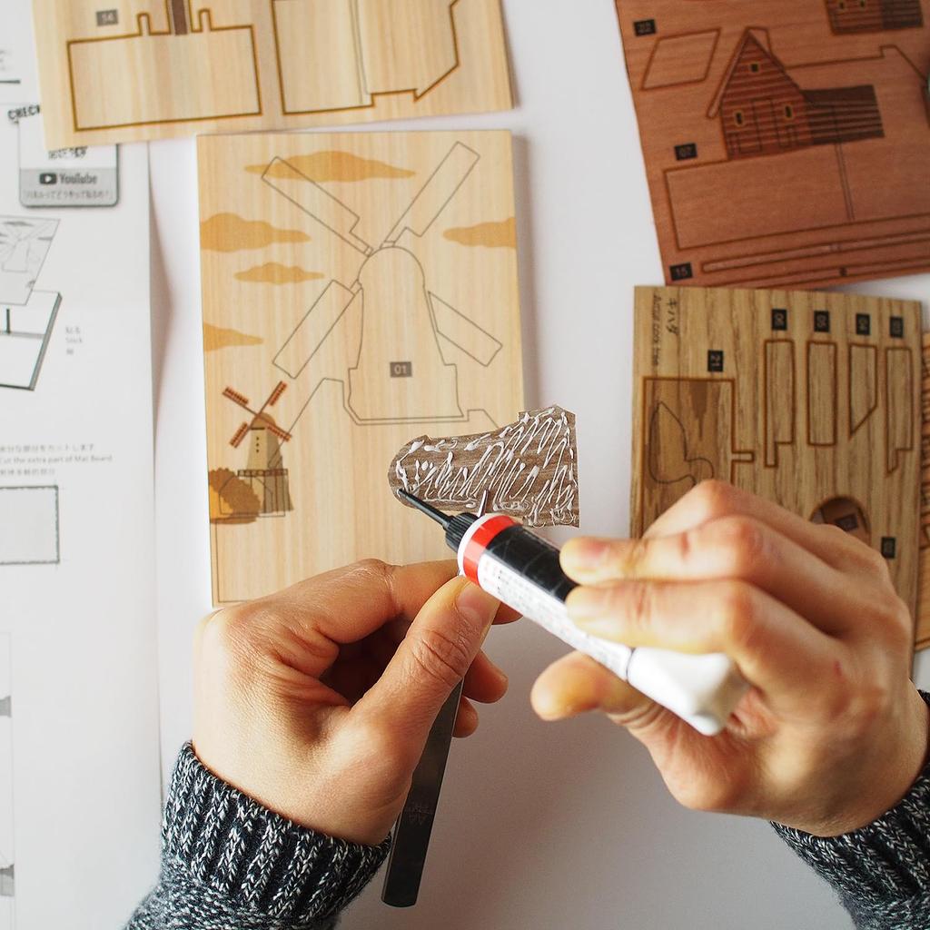 KINOWA "Netherlands" Wood Collage Original DIY Kit Amsterdam Streetscape Made In Japan