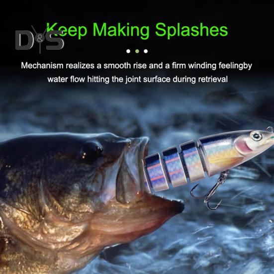 13.5CM/19G Multi-Jointed Fishing Lure with Hooks Slow Sinking 8-Section Swimbait Bionic Hard Artificial Bait Freshwater Saltwater Fishing Accessories
