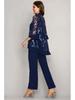 Abito da sera taglie forti da donna europeo e americano - Elegante completo pantalone con ricamo in pizzo pesante