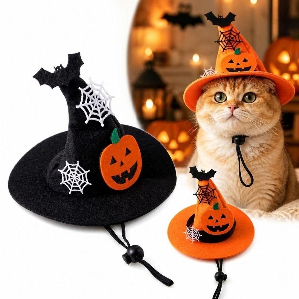 Pumpkin Spider Web Bat Decoration Pet Halloween Hat Dog Costume Accessory Pet Birthday