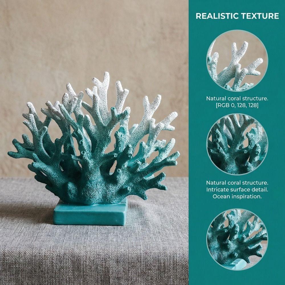 Colorful Artificial Coral Statue Realistic Desktop Coral Sculpture Office Decor
