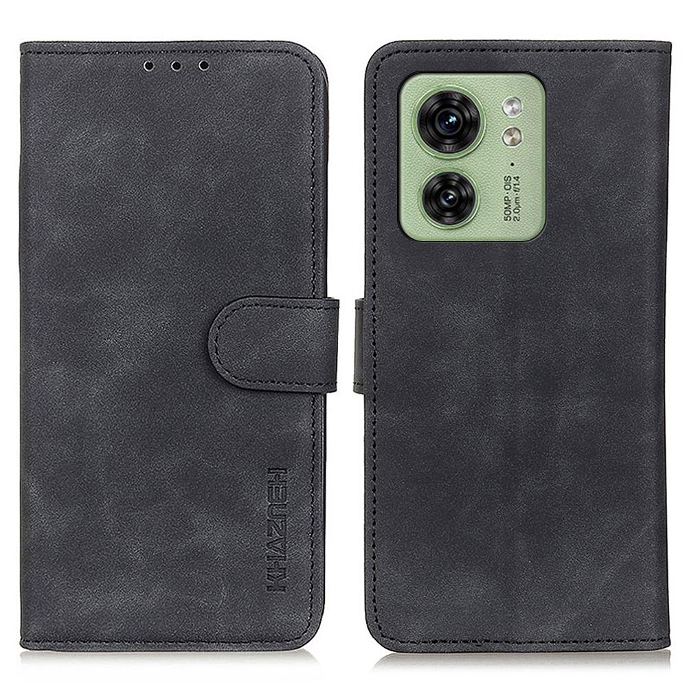 

KHAZNEH Чехол для телефона из ретро-ПУ кожи для Motorola Edge 40 5G с магнитной застежкой, кошельком и подставкой Black