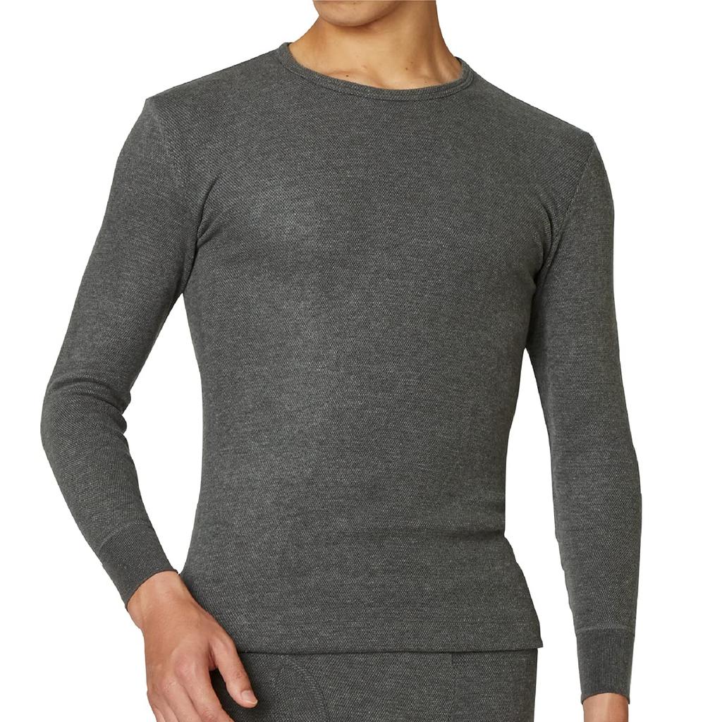 ITOART Warm Crew Neck Long Sleeve Size Made in Japan Men's Double-Brushed Shirt, M, Charcoal,