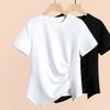 Summer Women's Clothing New Short-sleeved Women's Thin Top Design Sense Irregular Split Hem Niche Half-sleeve