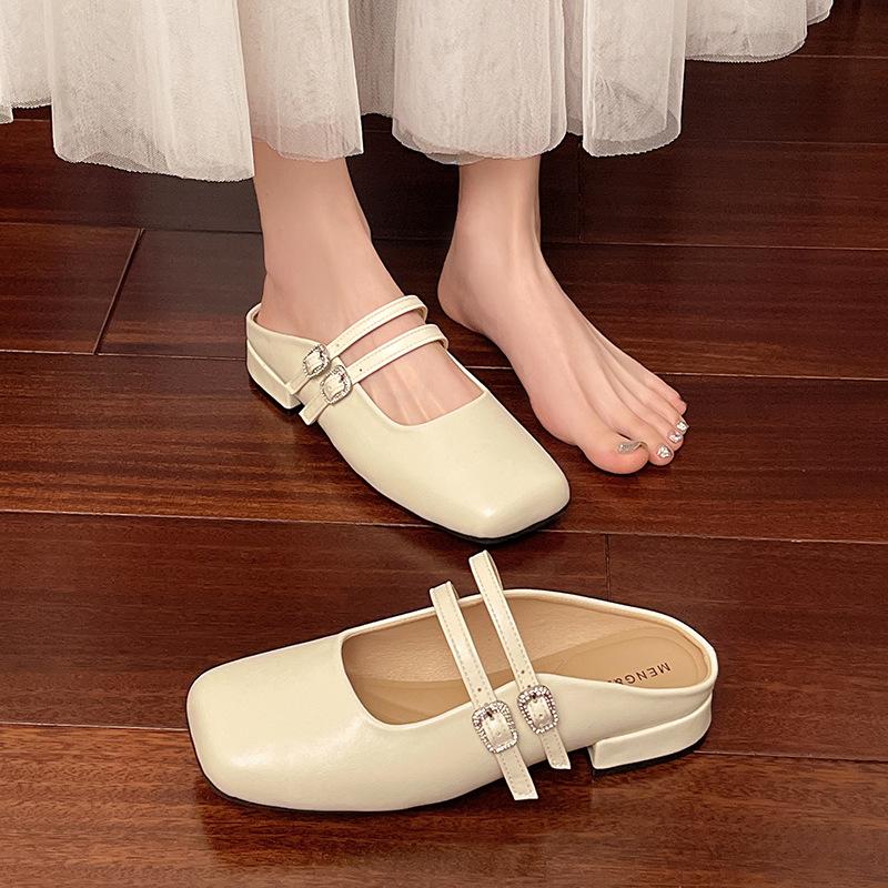 Koreanische Version von Mary Jane Einzelschuhen Damenschuhe 2025 neu Frühling und Sommer Temperament niedriger Absatz Taschenkopf Halbschuhe Französische Sandalen