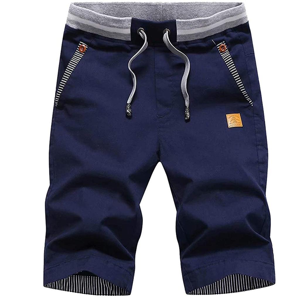 Pantaloni Corti Casual Versatili da Uomo alla Moda con Tasche e Cuciture Lente