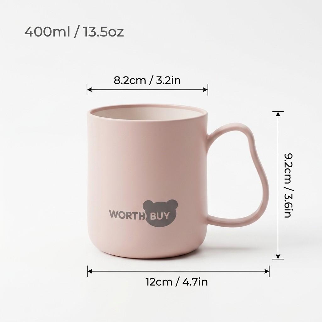 Unbreakable PP Plastic Bathroom Tumbler Cup with Handle Matte Toothbrush Mug Drinking Cup for Kids Home Bathroom Accessories
