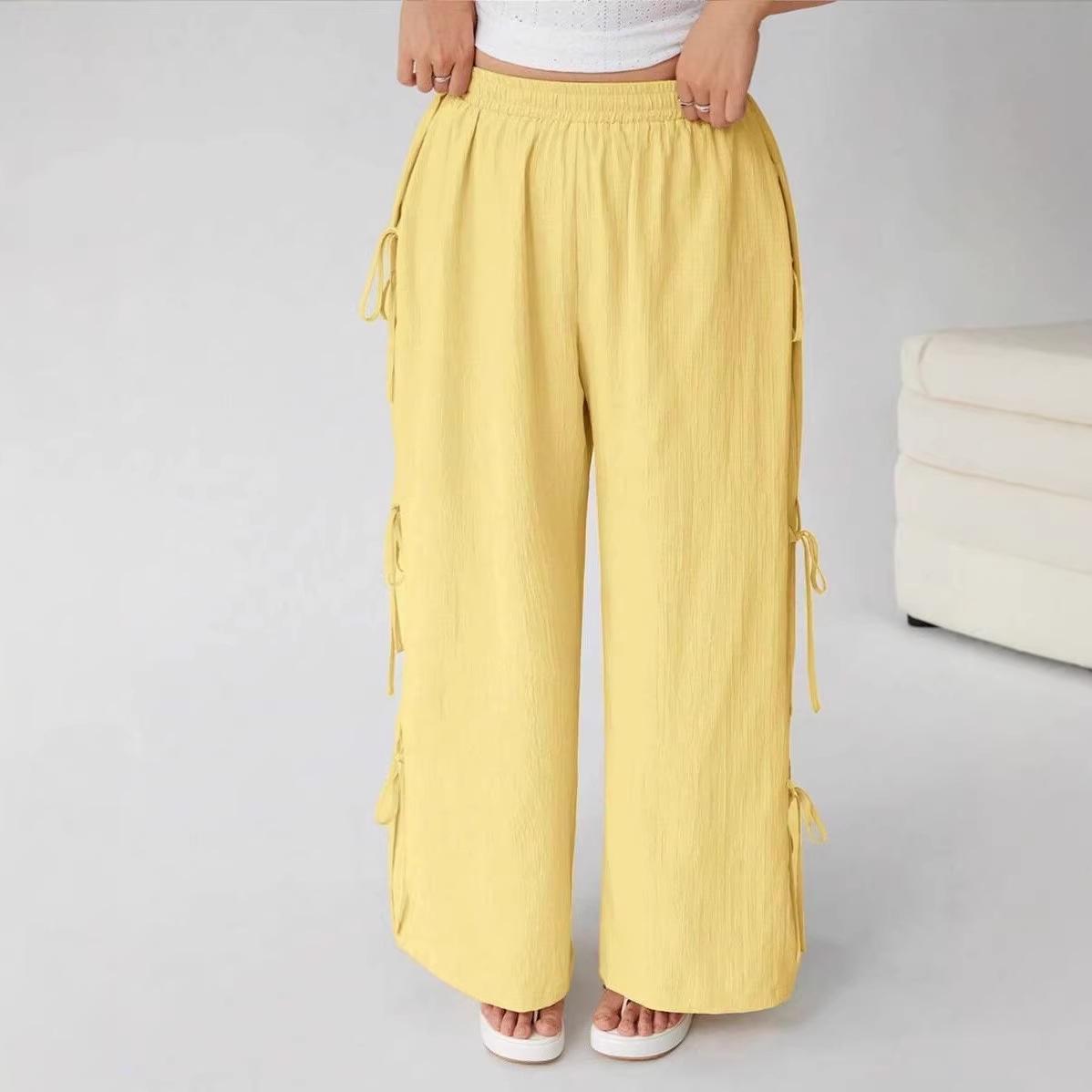 

Spring Summer Plus-Size Women s Casual Bow Pants - Trendy, Niche, and Versatile. 5XL жовтий