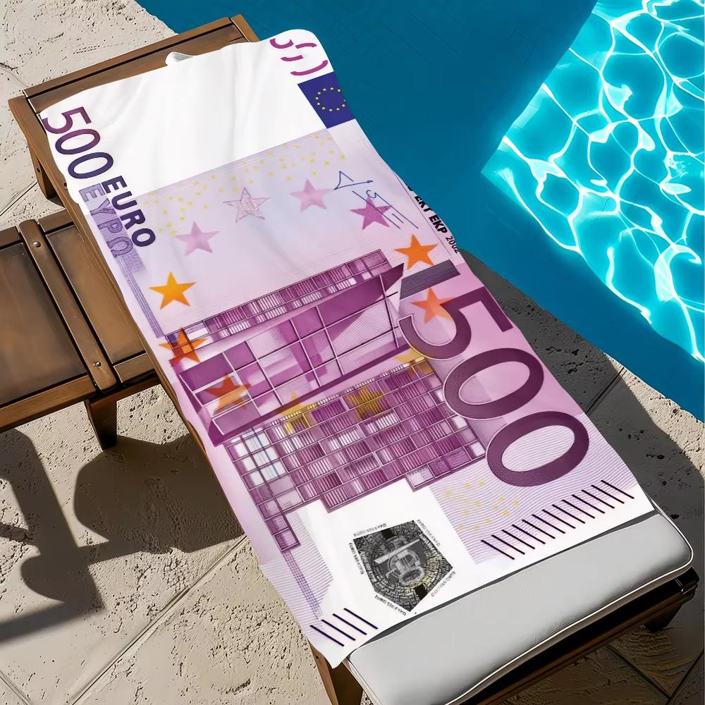 Euro 500 Banknote Beach Towel, Modern Quick Dry Soft Absorbent for Travel Gym Spa Shower Camping Pool Vacation Gift