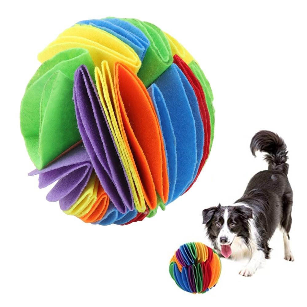 Round Spherical Snuffle Ball Plush Fleece Pet Puzzle Ball Enrichment Ball  Indoor Daily Play