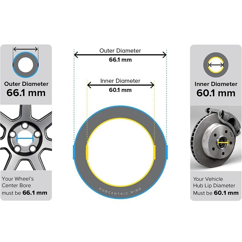 4pcs OD 56.1 57.1 60.1 63.1 64.1mm To ID 54.1 56.1 56.6 57.1mmCar Tire Centering Hub Centric Rings Wheel Bore Center
