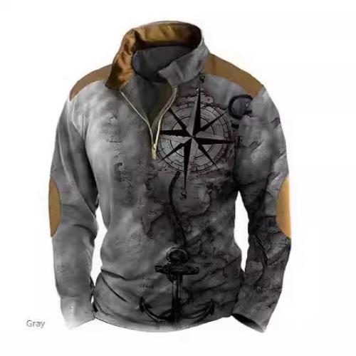 Fashion Men's Sweatshirt 3d Printed Half Zip Men's Polo Shirt