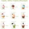 36Pcs Simulation Food Cupcake Charms 9 Styles Opaque Resin Pendant with Platinum Tone Loops for Jewelry Making DIY Craft Necklace Earring Key Chain
