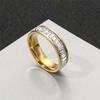 Iced Out Cubic Zirconia Ring 6mm Womens Gold/Silver Color Stainless Steel Wedding Band Rings for Women Fashion Jewelry Gift