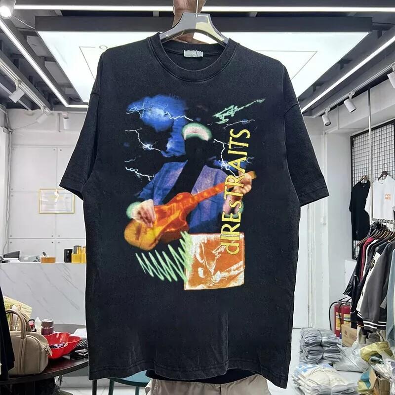 1992 Dire Straits On Every Street Reprint Black Short Sleeve Unisex T shirt Unisex T-Shirt XXXL