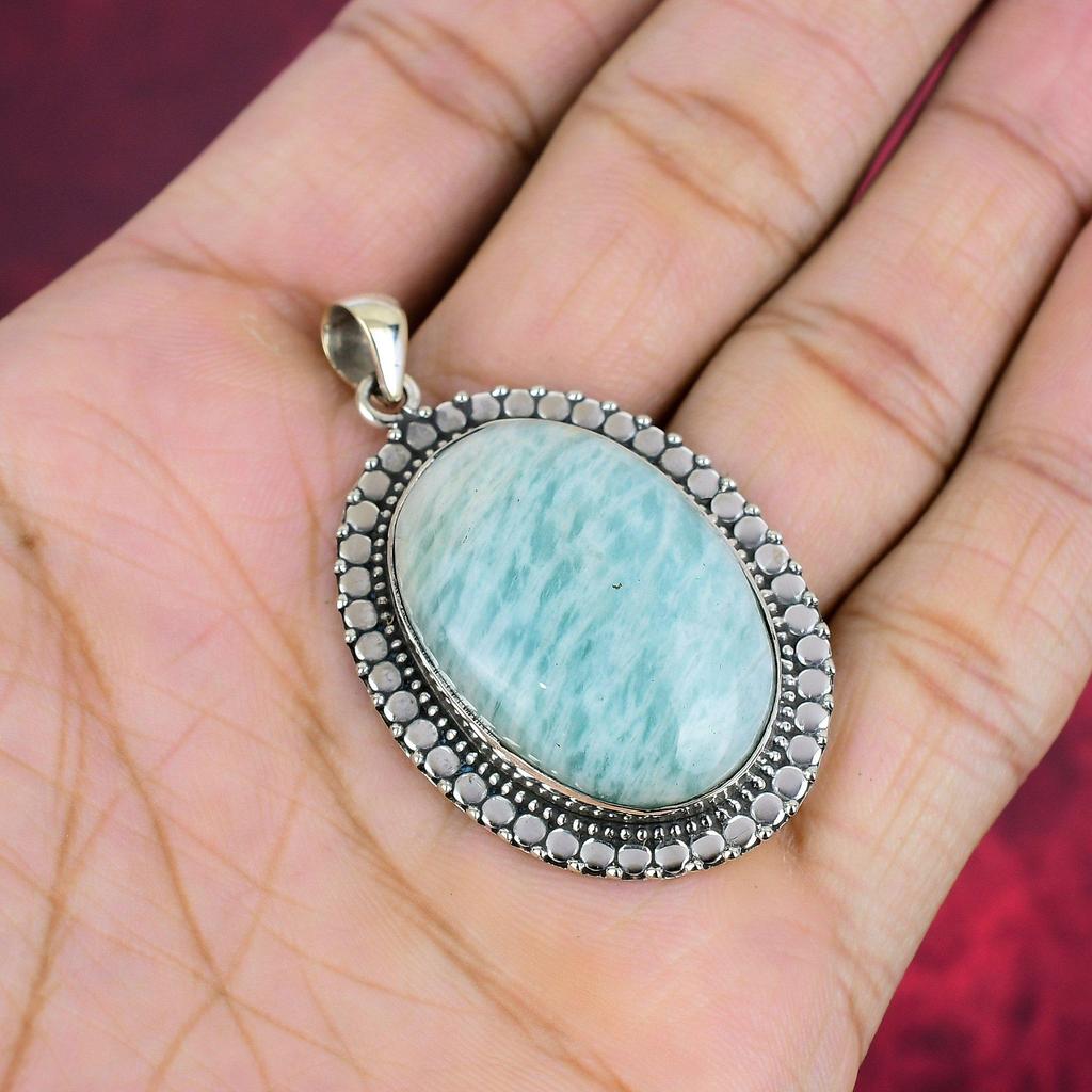 Amazonite Jewelry, 925 Solid Sterling Silver Pendant Handmade Gemstone Jewelry, Gifts For Wife Brand New Pendant