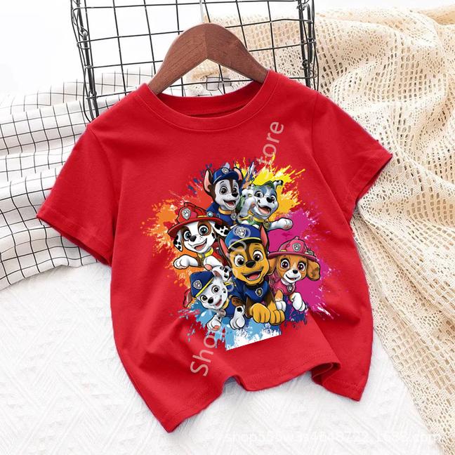 Paws Patrols Cool TShirt Skye Chase Summer Oneck Tops Boy Girl Number Tees Animal Baby Birthday Clothes Cartoon Casuals Tops