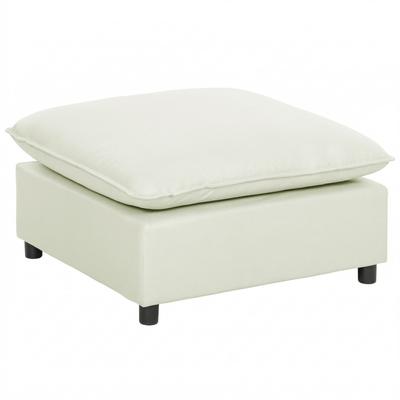 Footstool Modern Fabric Ottoman with Plastic Legs for Living Room and Bedroom, 75 Cm, Cream White