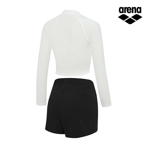 Alena Initial Leisure Crop Zip-Up Rash Guard Set A4Bl1Ps03Wht