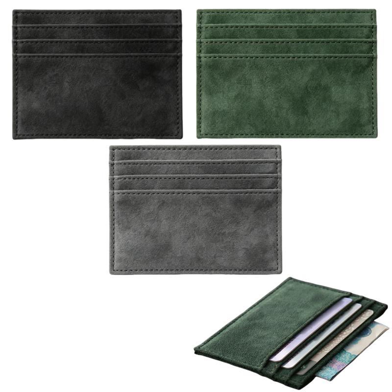 Suede Slim Card Holder With Multiple Card Slots Credit Bank Card Small Man Purses Perfect For Daily Commute Business Travel