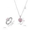 Charm Fashion Pink Heart Zircon Rings for Women Luxury Silver Color Stainless Steel Crystal Necklace Jewelry Set Gift Colorfast