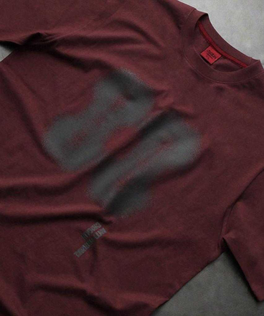Keuligeon Effect Graphics Semi-Overfit Short Sleeve T-Shirt Burgundy
