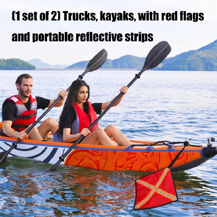 2Pcs Kayak Safety Red Flag With Webbing & Reflective Strips Canoes Warning Flag Kayak Safety Travel Flag Easy to Use