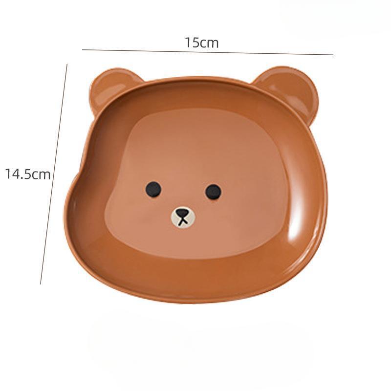 

Cartoon Small Plates with Bases Garbage PlatesSquare Dried Fruit Plates Small Dishes Brown Bear [1pc]