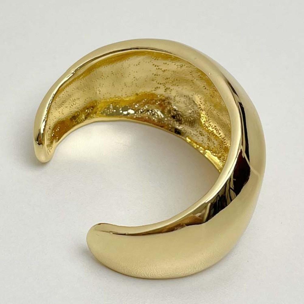 Glossy Surface Curve Wide Open Bangle Exaggerated Women's Wrist Jewelry  Festival Gifts