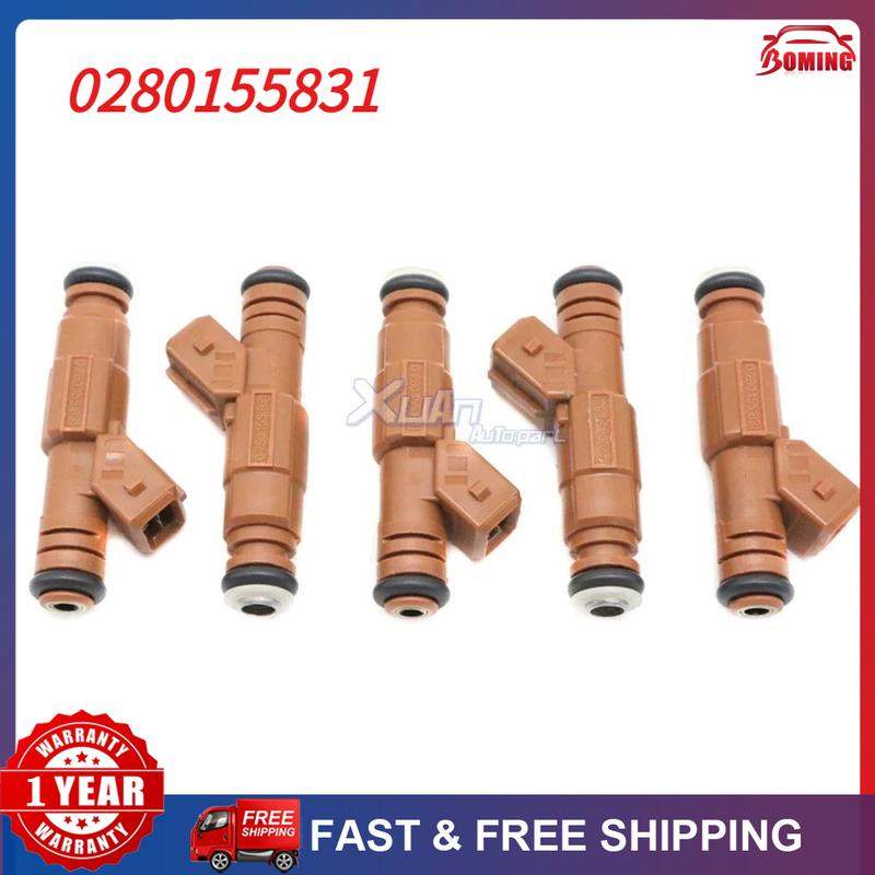 Fuel Injector Nozzle 5PCS Fit for Volvo S80 S60 C70 V70 2.4L 2.5L 1998-2009 5pcs/lot 0280155831
