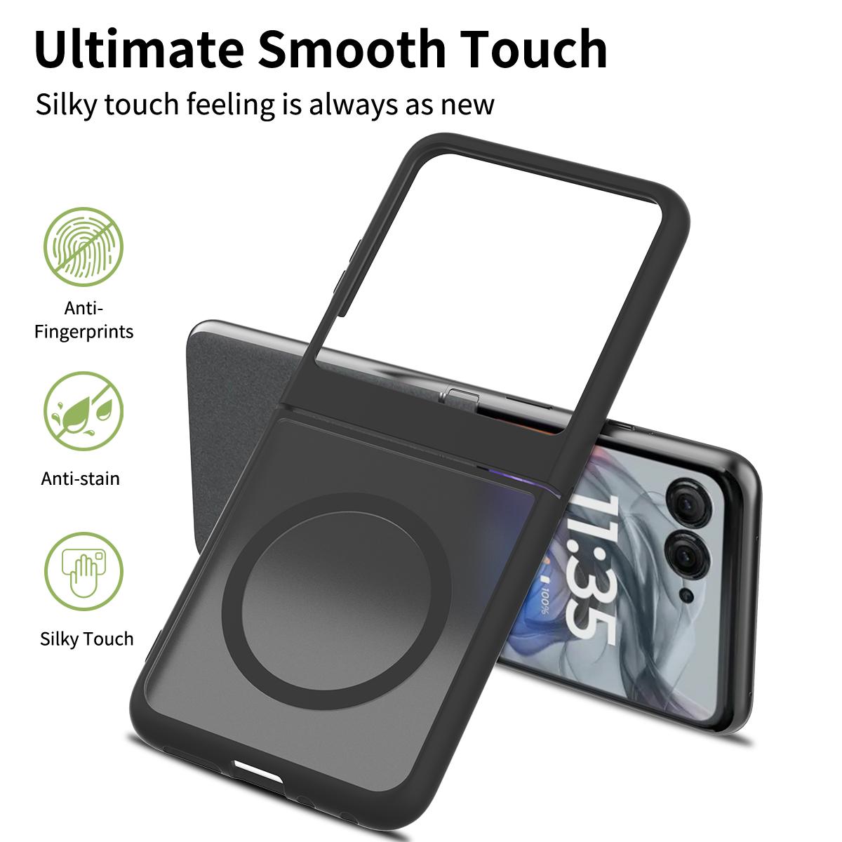 

For Motorola Razr 50 5G/Razr 2024 5G Case Compatible with MagSafe TPU Frame Acrylic Back Phone Cover Skin Touch Black