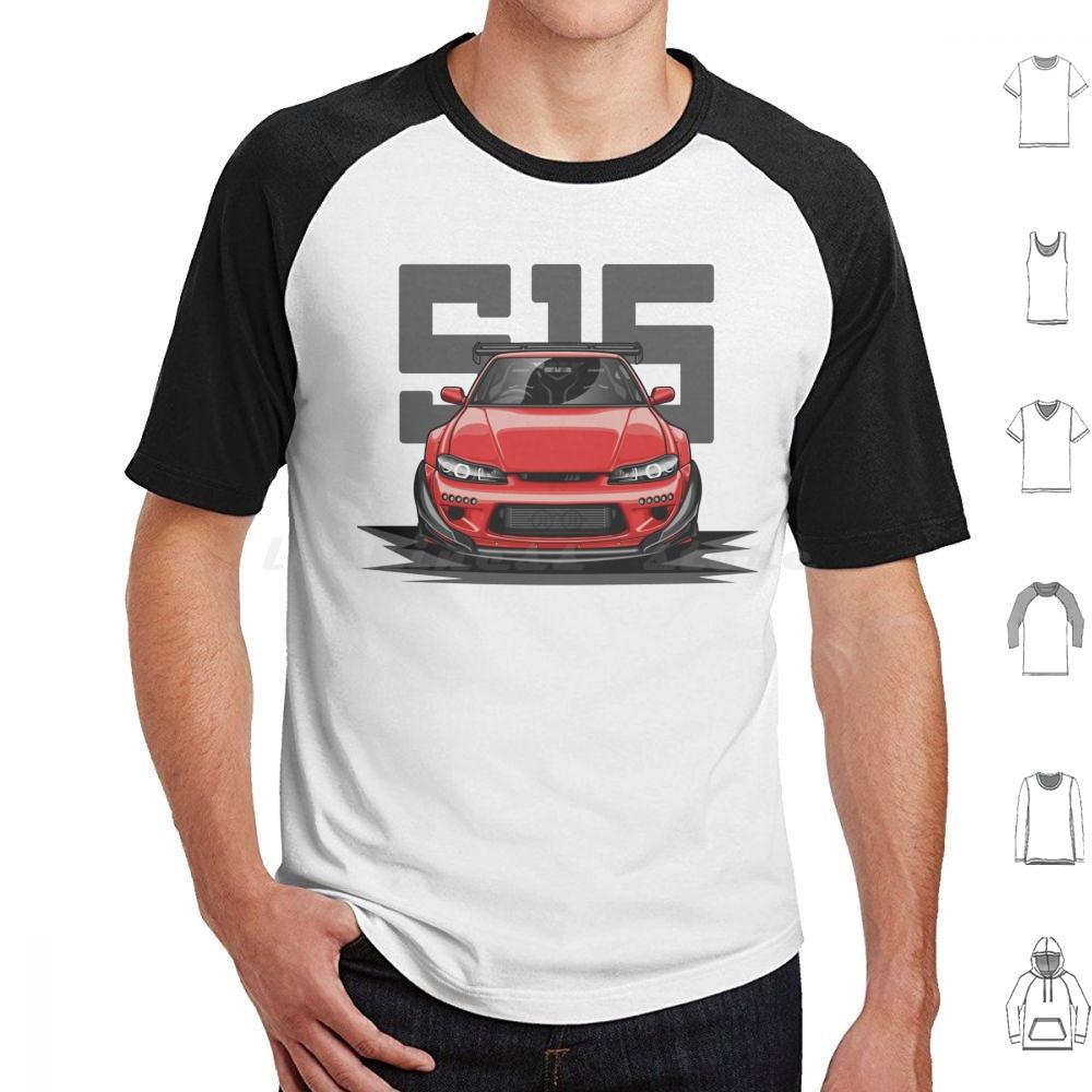 Silvia S15 Front  Candy Red  T Shirt 6xl Cotton Cool Tee Car Automotive Racing Vehicle Race Cool Sports Supercar Fitment Man